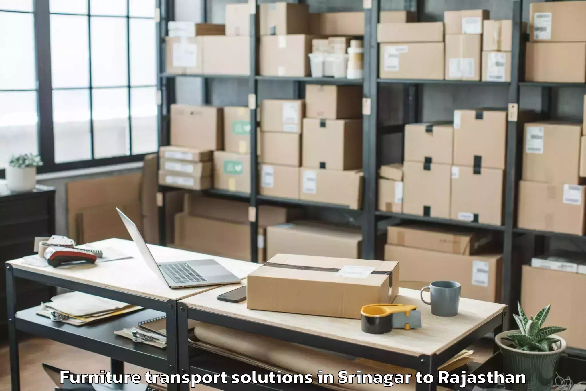 Professional Srinagar to Sojat Furniture Transport Solutions